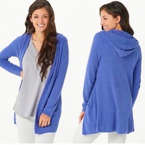 Barefoot Dreams Cardigan Cozy Chic Ultra Lite Ribbed Hood Size medium